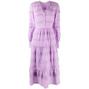 Temperley London Size US 4 UK 8   Edith V-neck Cotton Dress in Purple $850 Lace